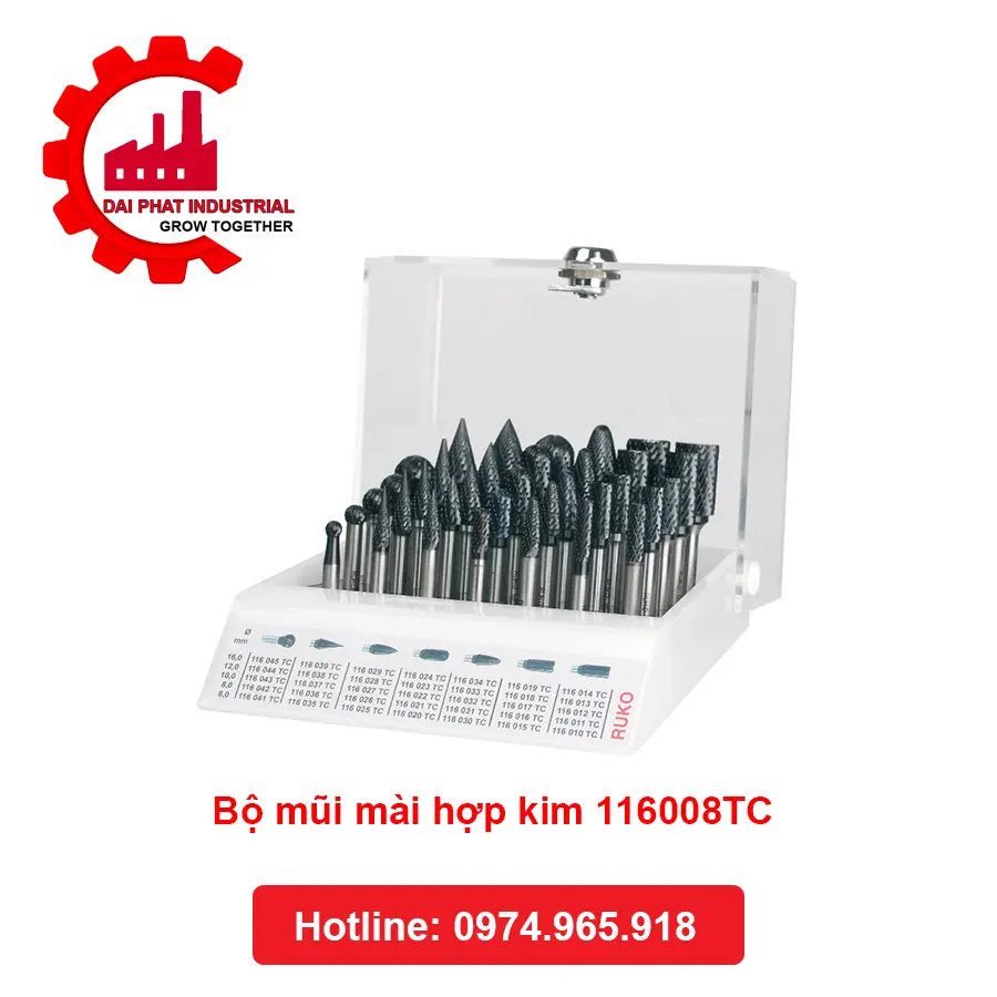 Bộ Mũi Mài Hợp Kim 116008TC - Công Nghiệp Đại Phát