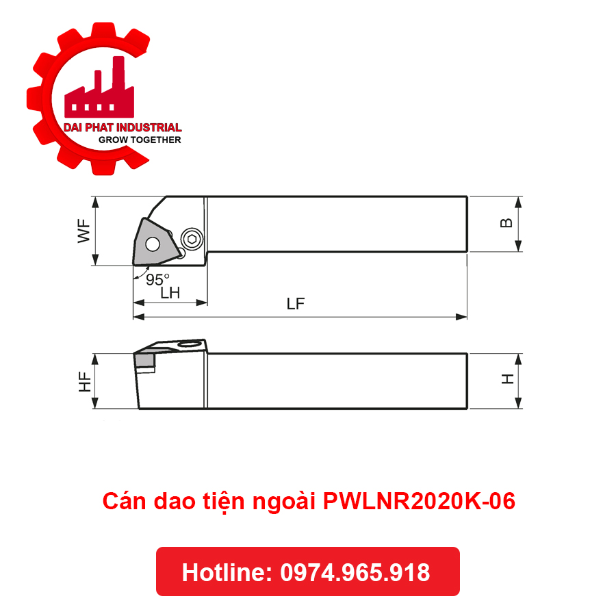 Cán dao tiện ngoài PWLNR2020K-06 - Đại Phát